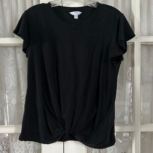 😉Bundle Days😉 Women’s Tied Knot Black Short Sleeved Shirt Tee Flowy Comfy